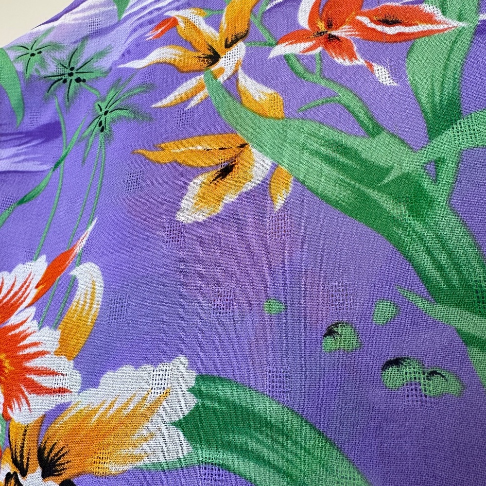 Campus Casuals VTG Hawaii Print Semi Sheer Button Front Tropical Hawaiian Shirt - Picture 11 of 12